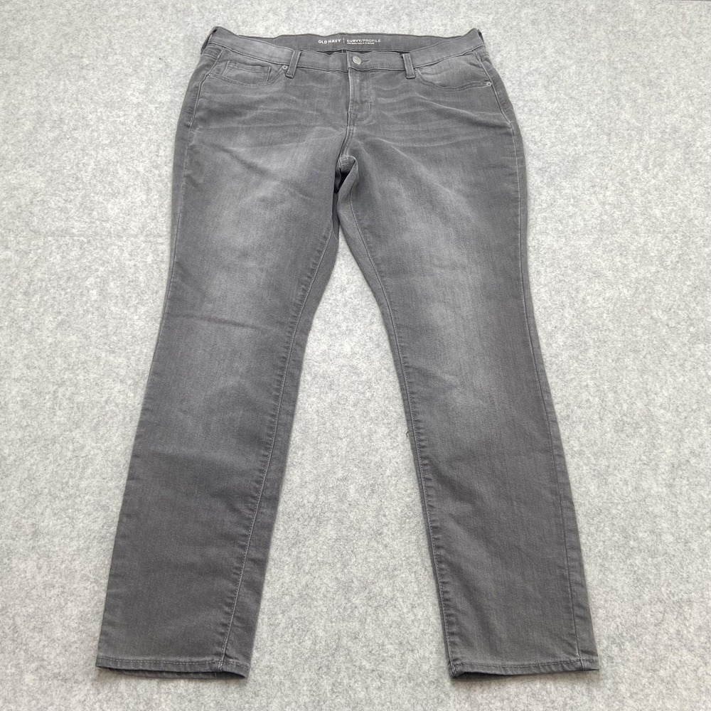 Old Navy Womens 14 Curvy Profile Jeans (36x29) Gray Mid Rise Stretch Denim